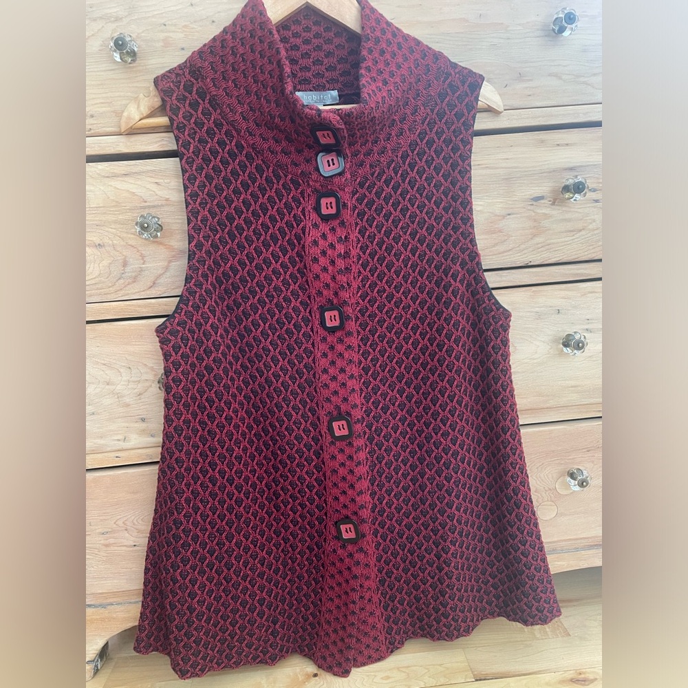 Habitat  sleeveless cardigan long sweater vest 100% cotton women s Art to wear S